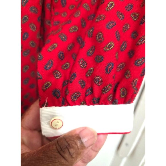 Vintage Nicole Ruiz Luiyella 80s Kid Y2k Cottage core Red Paisley Long Sleeve Dr - Picture 6 of 13